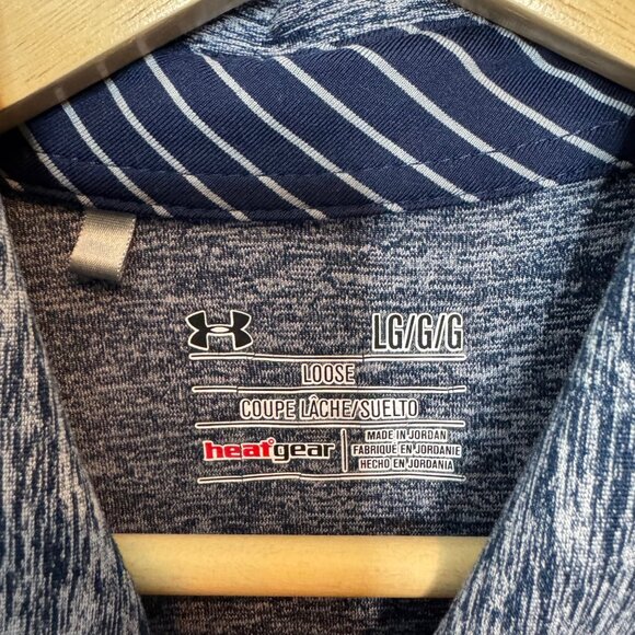 UNDER ARMOUR heather blue short sleeve loose fit golf polo size L - Picture 2 of 6